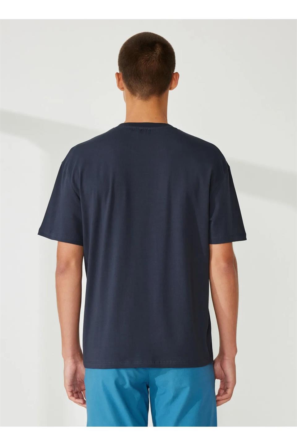 Bisiklet Yaka Baskılı Basic Erkek T-shirt