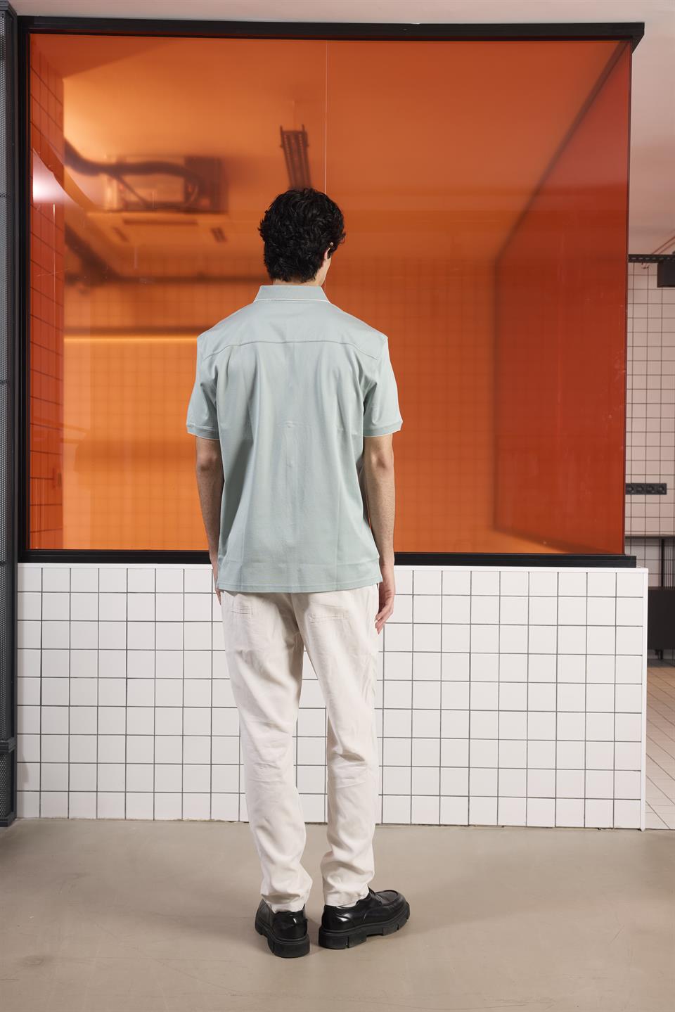 Triko Yakalı Merserize Erkek Gömlek