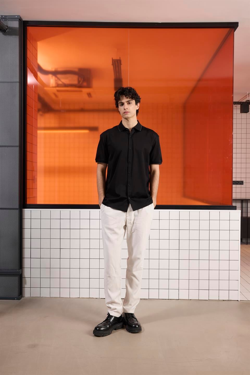 Triko Yakalı Merserize Erkek Gömlek