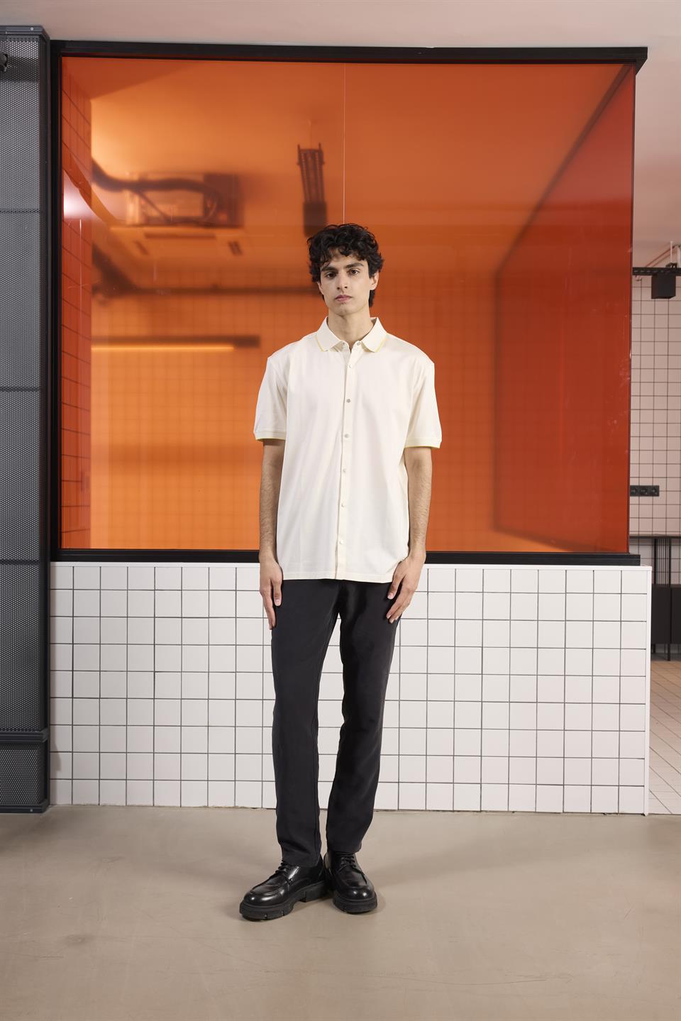 Triko Yakalı Merserize Erkek Gömlek