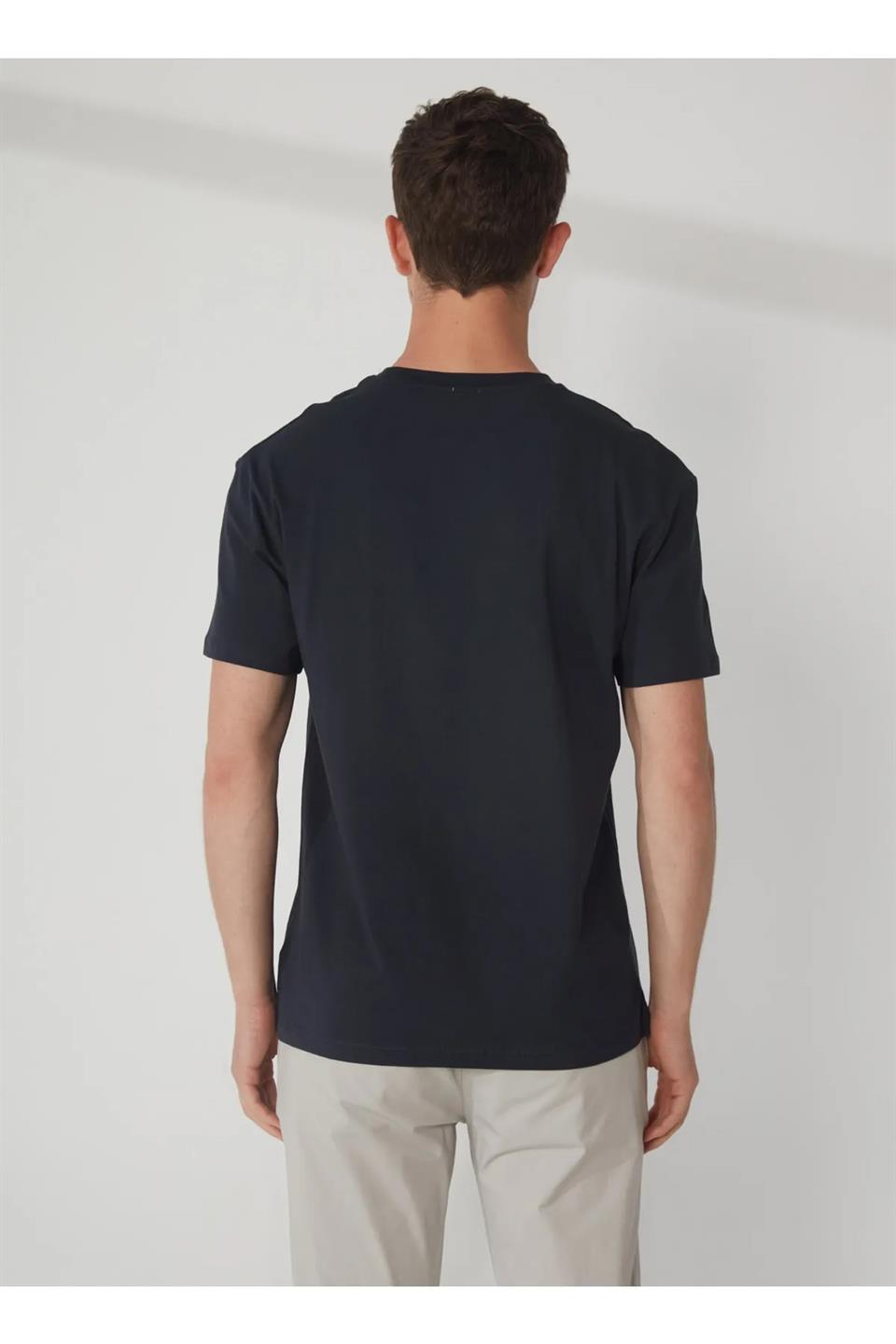 Bisiklet Yaka Baskılı Erkek T-shirt