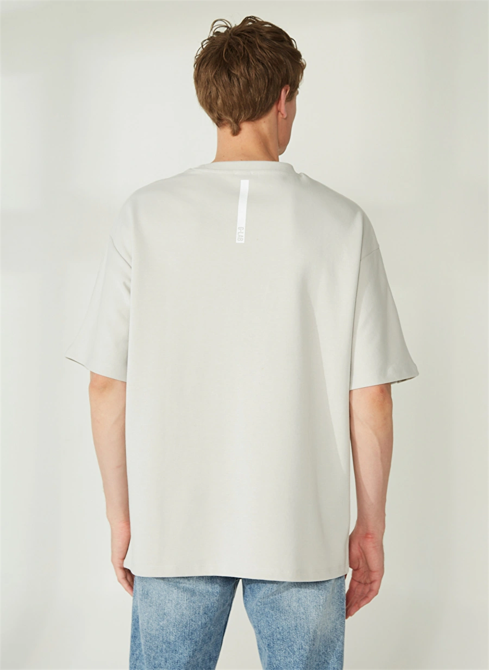 Bisiklet Yaka Ön ve Arka Şerit Baskılı Erkek T-shirt