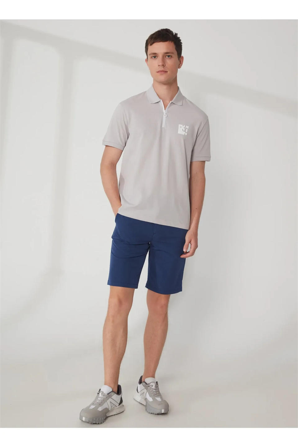 Polo Yaka Patı Su Geçirmez Fermuarlı Erkek T-shirt