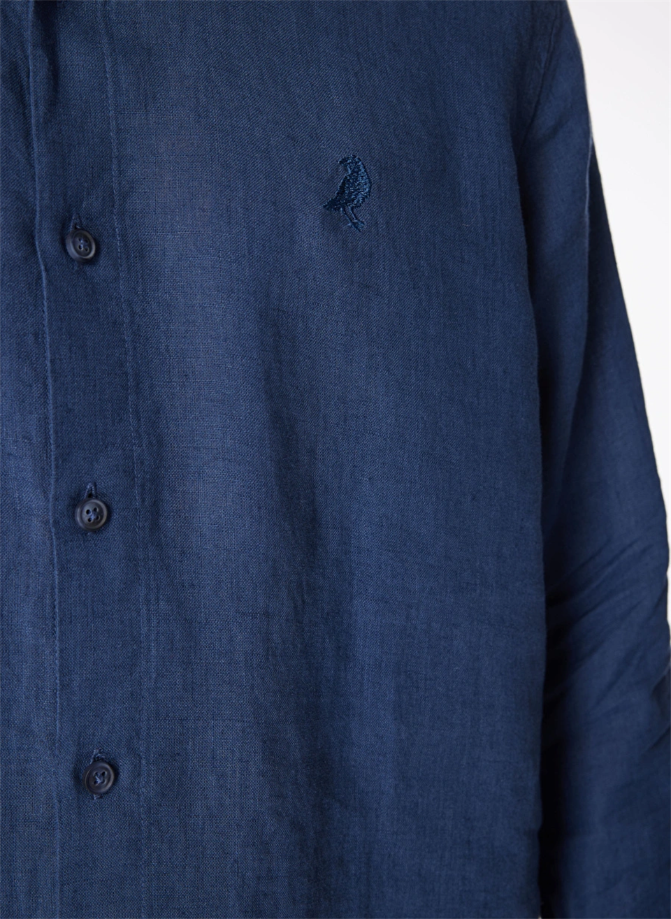 Yakası Alttan Britli Regular Fit %100 Keten Erkek Gömlek