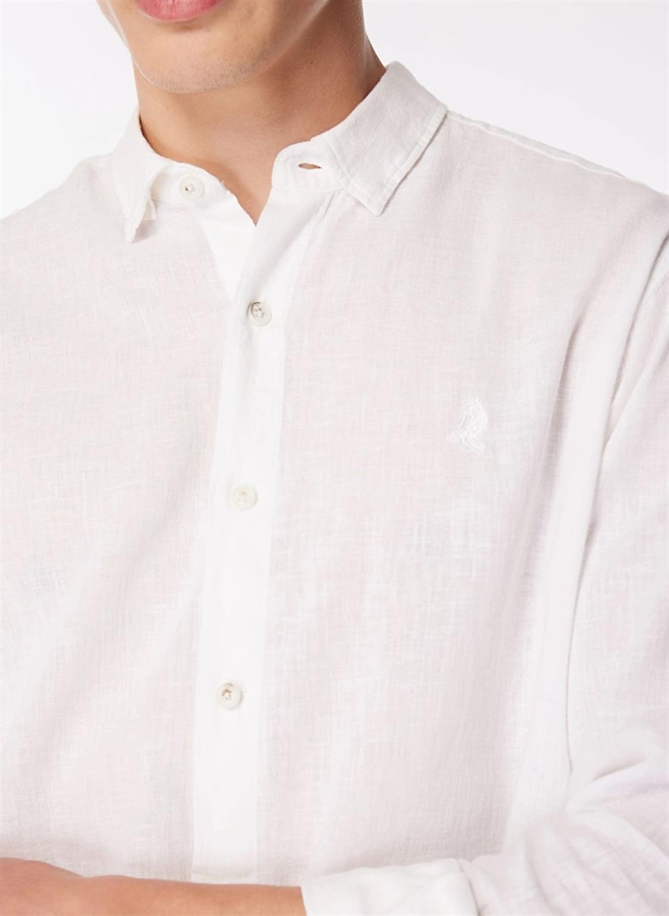 Yakası Alttan Britli Regular Fit Basic Erkek Gömlek