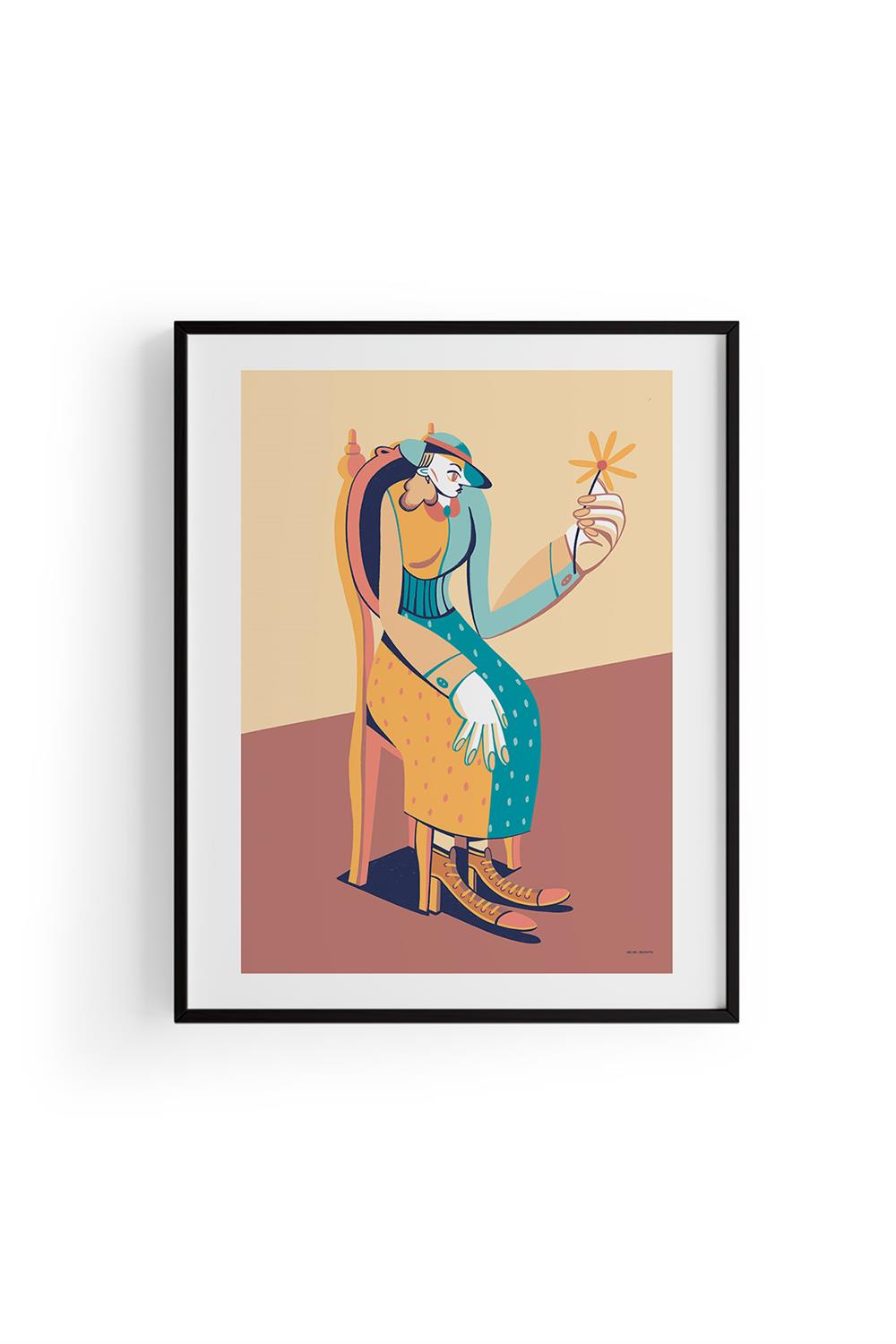 NO:7 İllüstrasyon Fine art Print Baskı Tablo Duvar Dekorasyon ürünü  Beyaz Çerçeveli