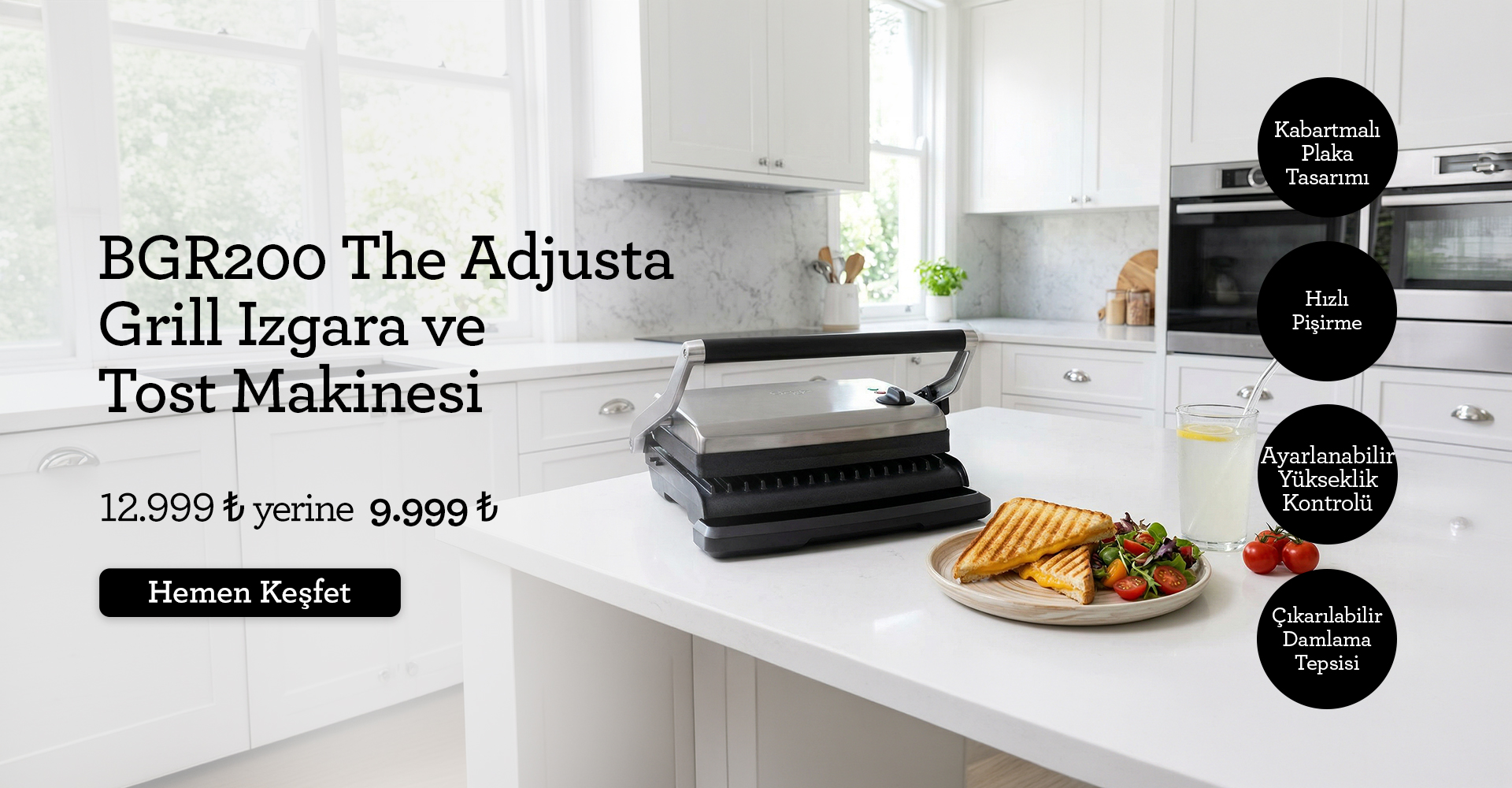 Sage BGR200 The Adjusta Grill Izgara ve Tost Makinesi