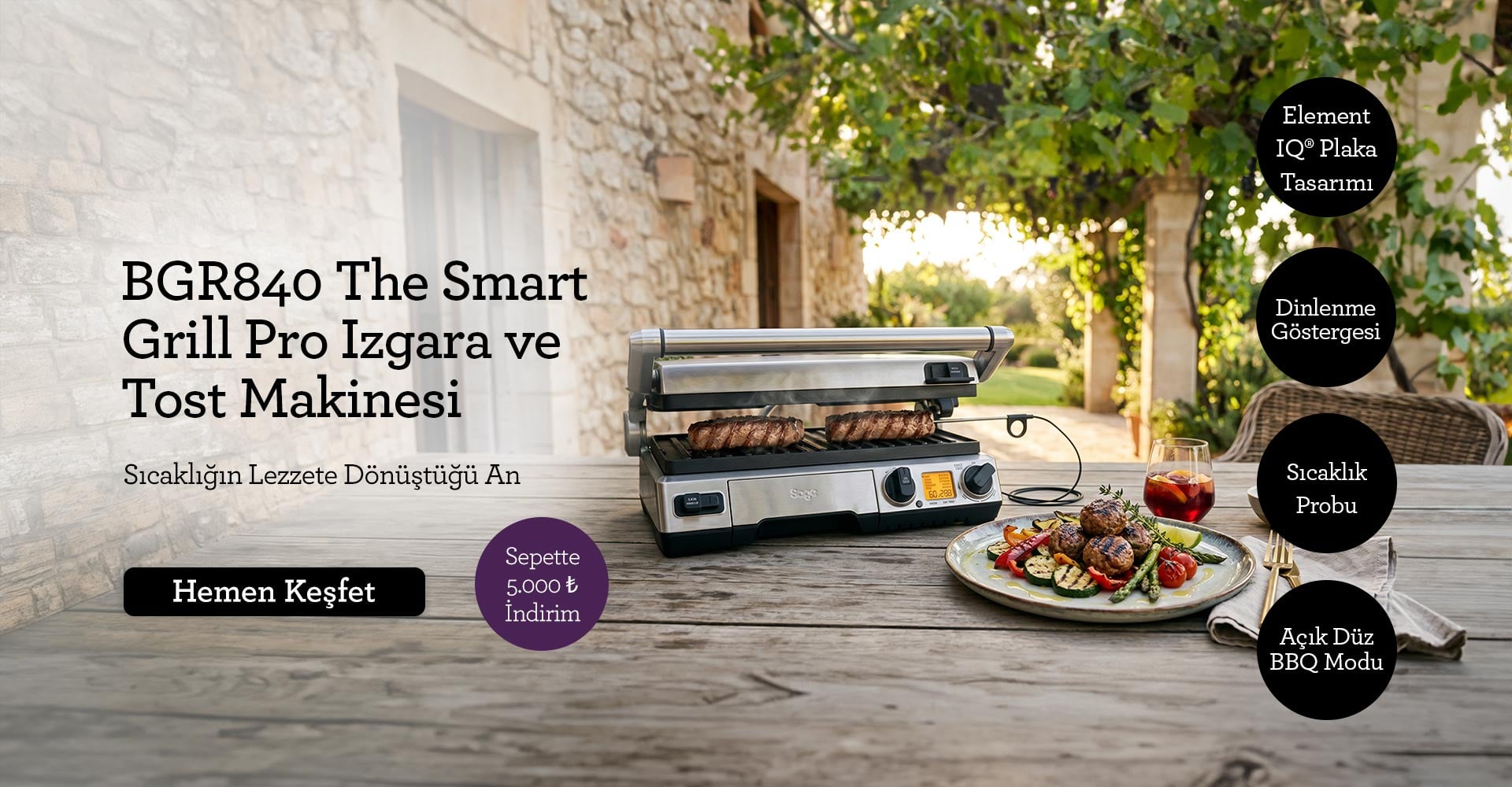Sage BGR840 The Smart Grill Pro Izgara ve Tost Makinesi