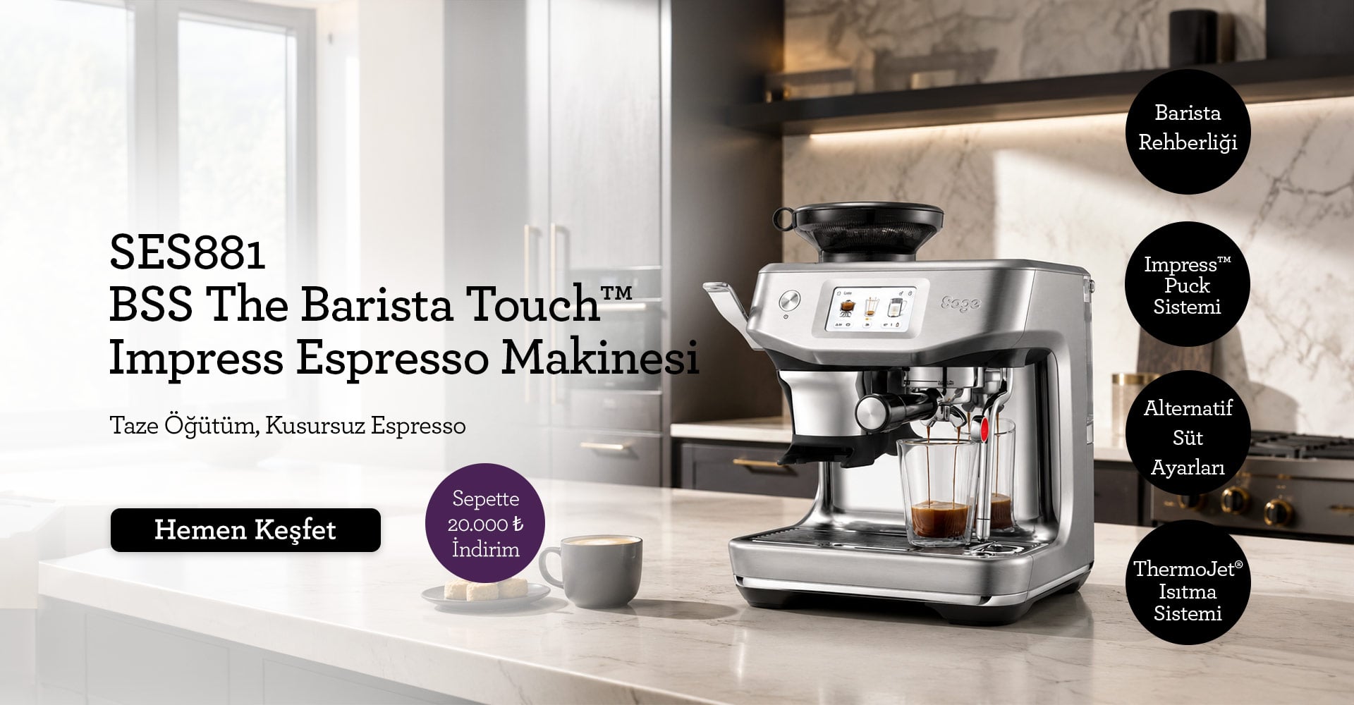 Sage SES881 BSS The Barista Touch™ Impress Espresso Makinesi