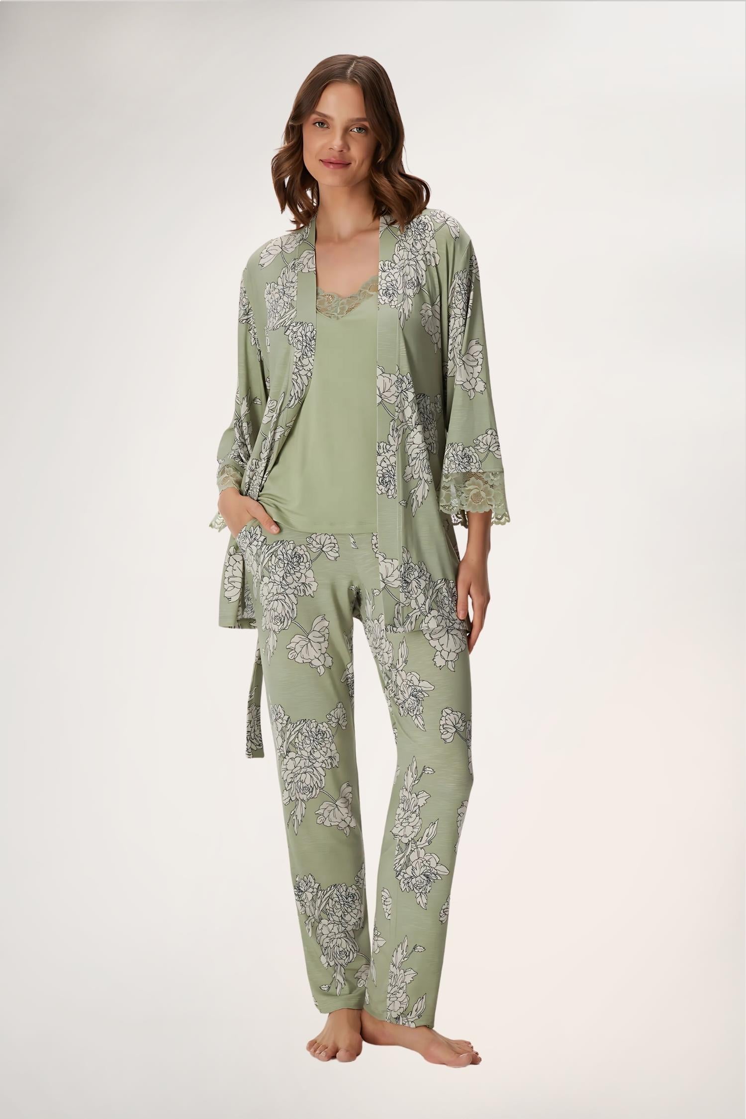 Yeşil Atlet Pijama Sabahlık Takım