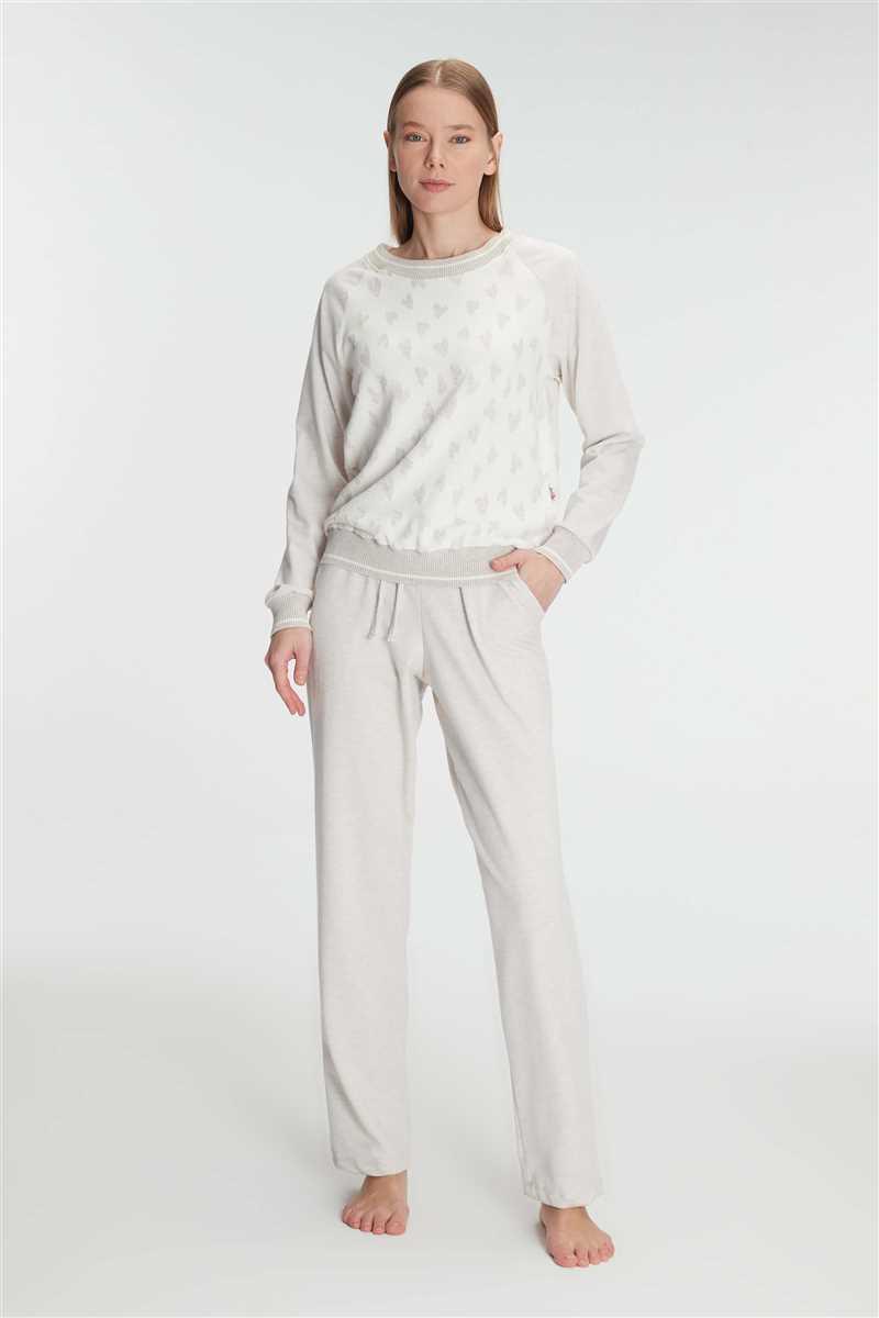 Anıl 11241 Kadın Uzun Kollu Sweatshirt Pantolon Takım Pijama Takımı