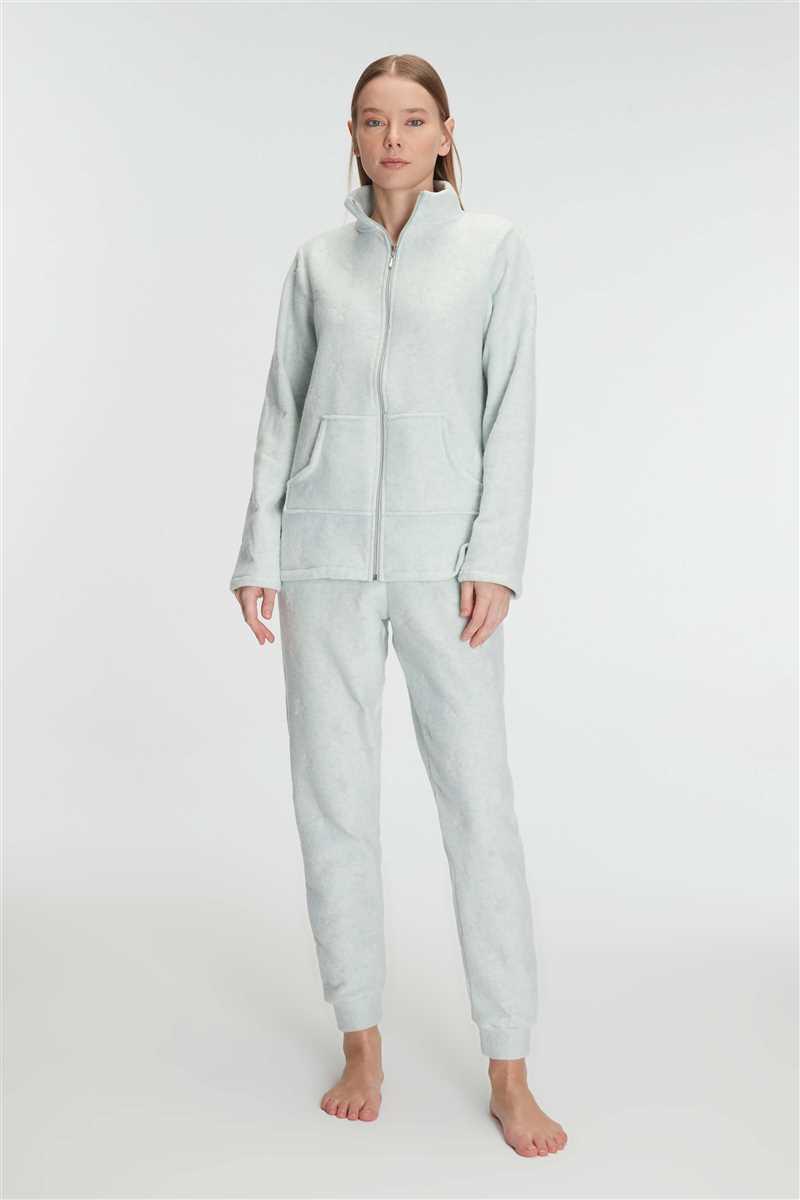 Anıl 11329 Kadın Sweatshirt ve Pantolon Takım Polar Fermuarlı Pijama Takımı