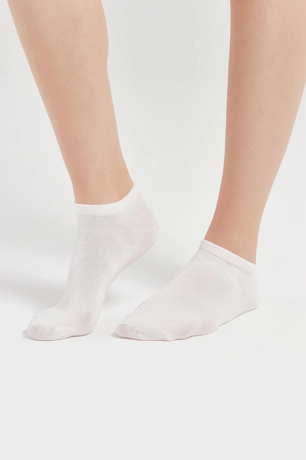 Beyaz 2 Çift Dikişsiz Bambu Patik Çorap