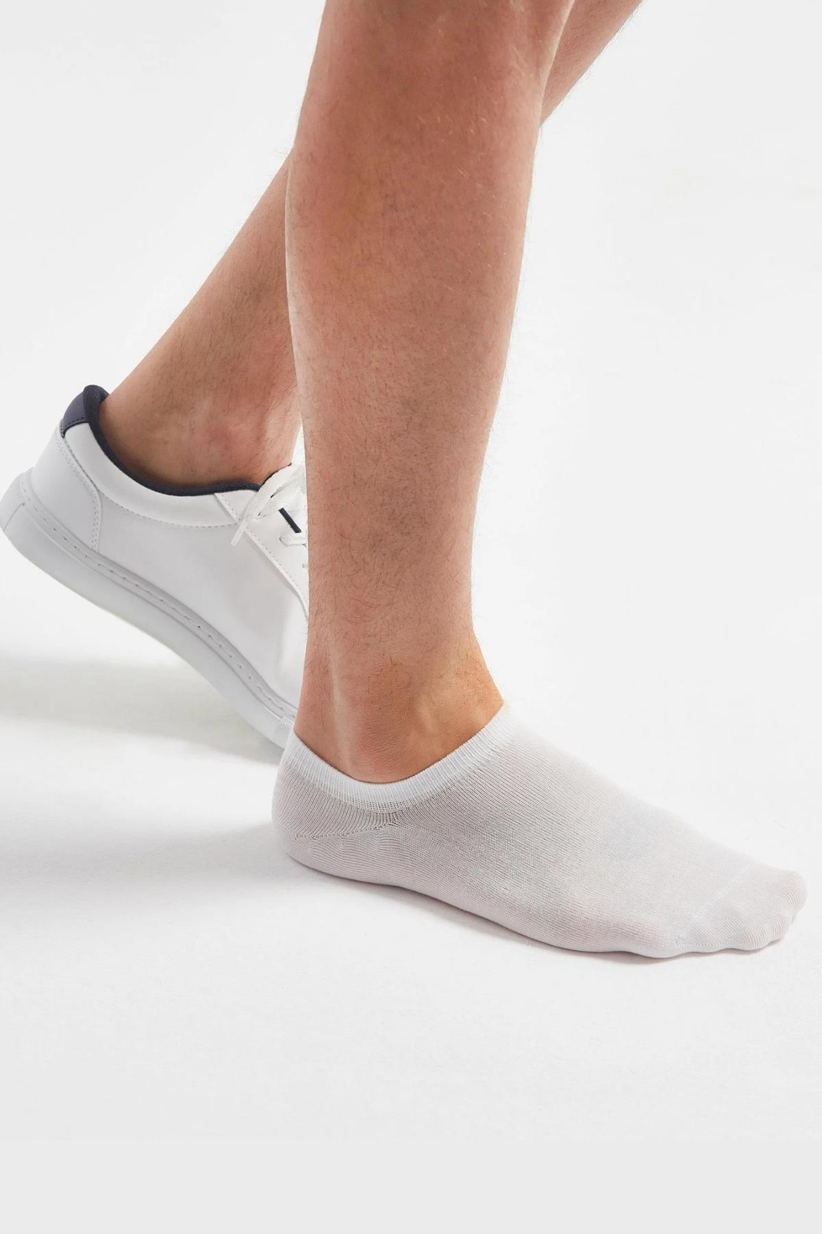 Beyaz 3 Çift Premium Pamuklu Sneaker Çorap
