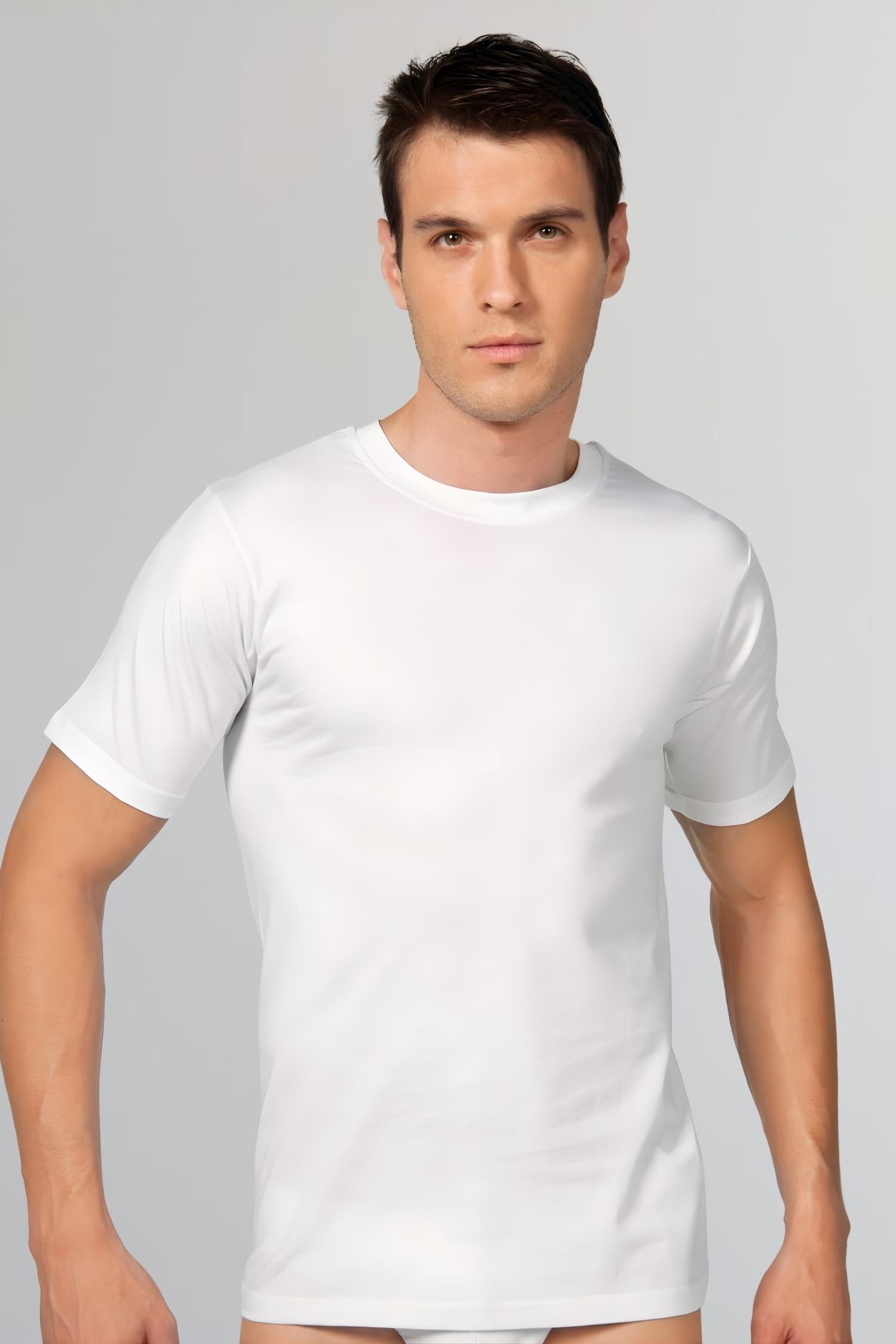 Erkek Pamuklu Kısa Kol Dar Yaka Klasik Fanila T-Shirt