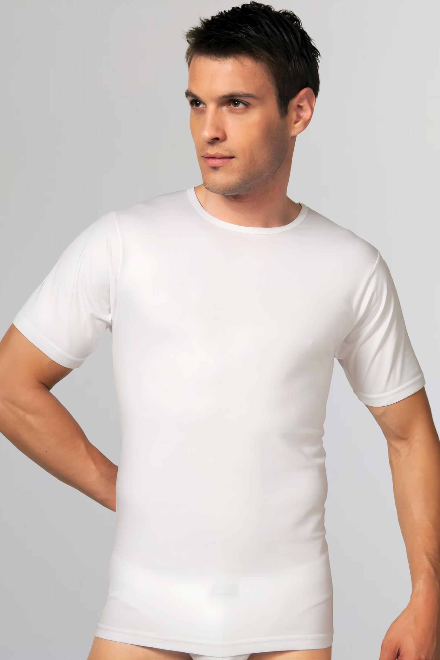 Erkek Pamuklu Kısa Kol Geniş Yaka Klasik Fanila T-Shirt