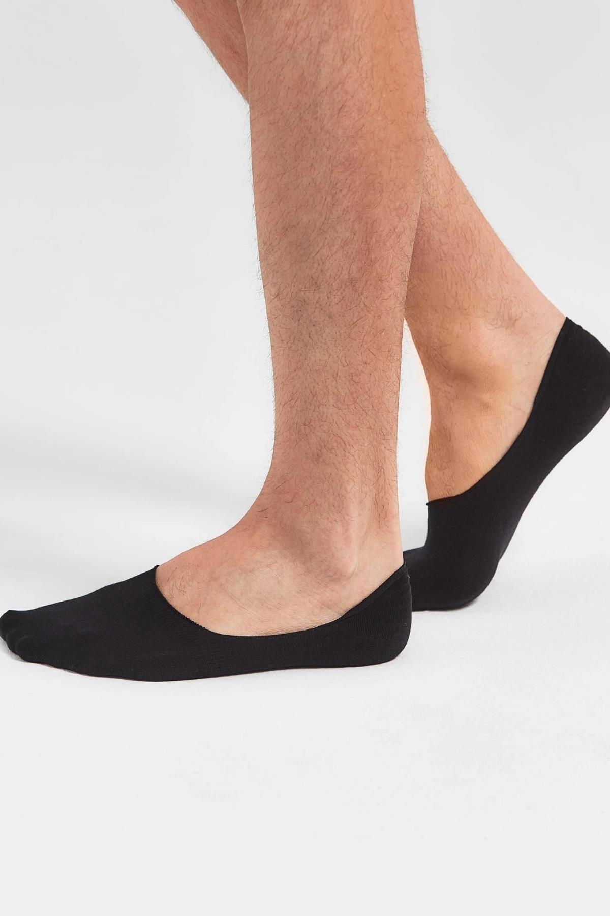 Siyah 2 Çift Pamuklu Kaymaz Sneaker Çorap