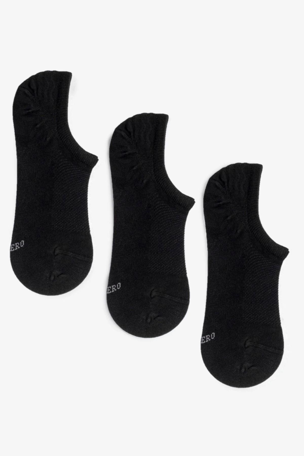 Siyah 3 Çift Premium Bambu Sneaker Çorap