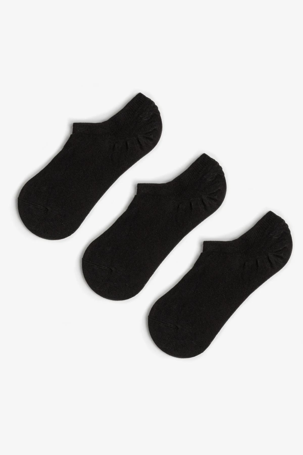 Siyah 3 Çift Premium Pamuklu Sneaker Çorap