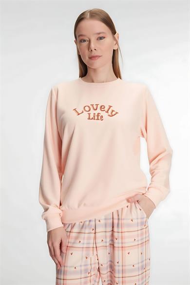 Somon Pamuklu Kışlık Uzun Kol Pijama Takımı