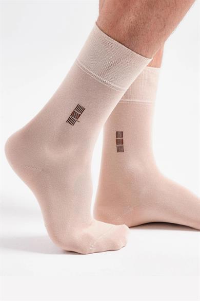 Bej Erkek Premium Yazlık Dikişsiz Bambu Soket Çorap
