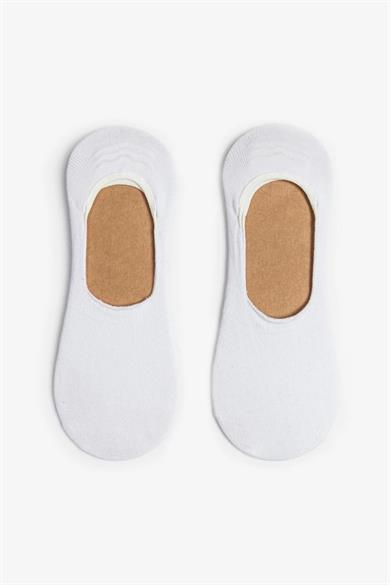 Beyaz 2 Çift Pamuklu Kaymaz Sneaker Çorap
