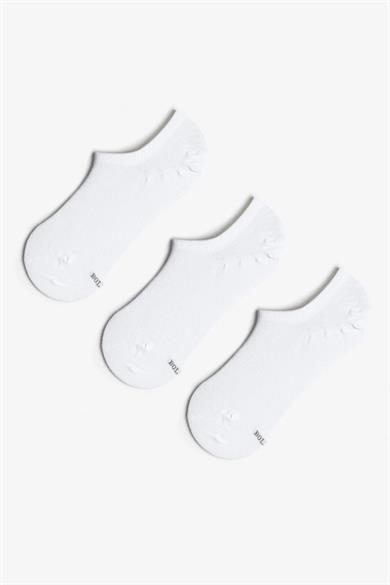 Beyaz 3 Çift Premium Pamuklu Sneaker Çorap