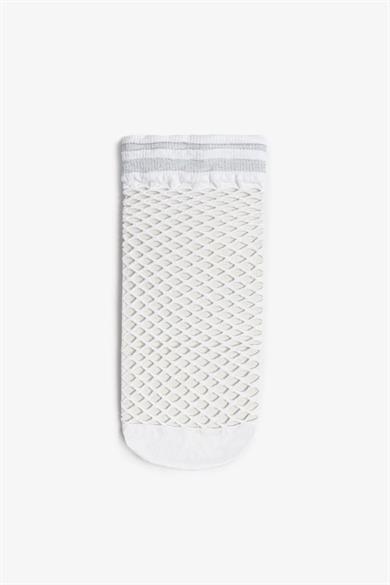 Beyaz Simli File Fishnet Soket Çorap