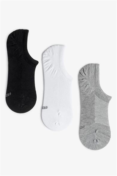 Beyaz-Siyah-Gri 3 Çift Premium Bambu Sneaker Çorap