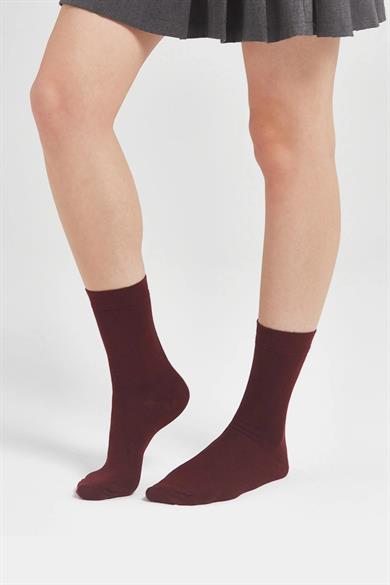 Bordo-İndigo 2 Çift Bambu Soket Çorap