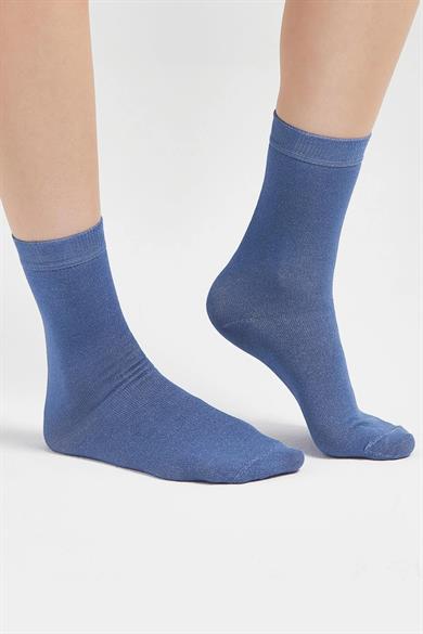 Bordo-İndigo 2 Çift Bambu Soket Çorap