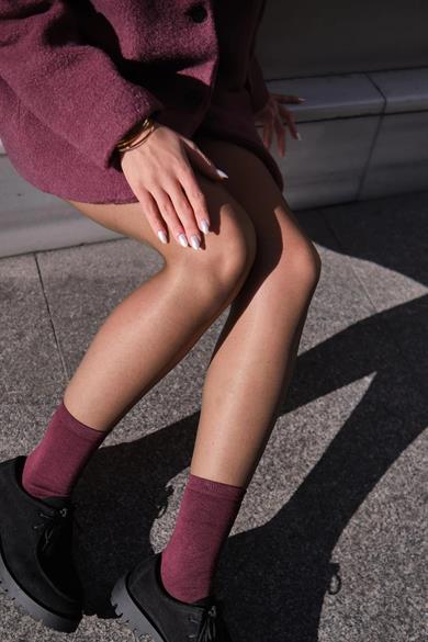 Bordo-İndigo 2 Çift Bambu Soket Çorap