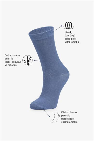 Bordo-İndigo 2 Çift Bambu Soket Çorap
