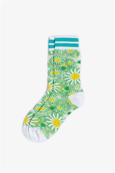 Daisy Kore Tarzı Transparan Soket Çorap