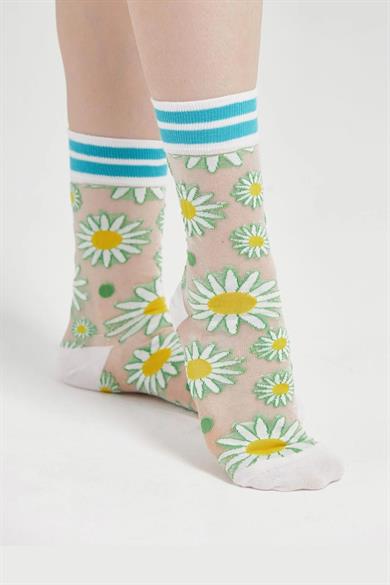 Daisy Kore Tarzı Transparan Soket Çorap