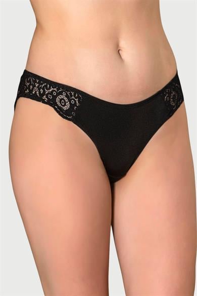 Siyah Dantel Detaylı Slip Külot