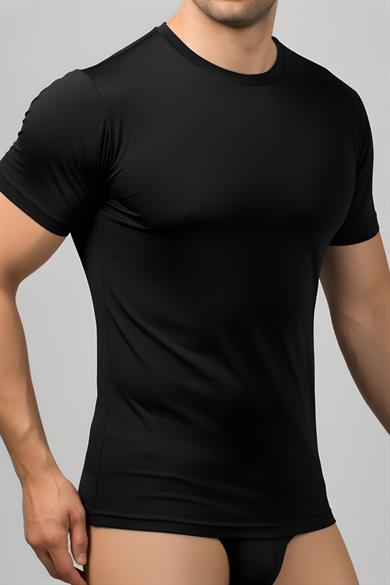 Erkek Pamuklu Kısa Kol Geniş Yaka Klasik Fanila T-Shirt