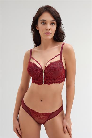 Bordo Büstiyer Sütyen ve Slip Takım
