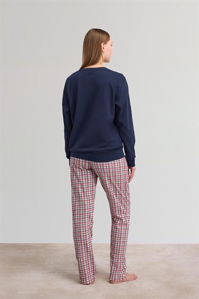 Lacivert Uzun Kol Sweatshirt ve Pantolon Pijama Takım