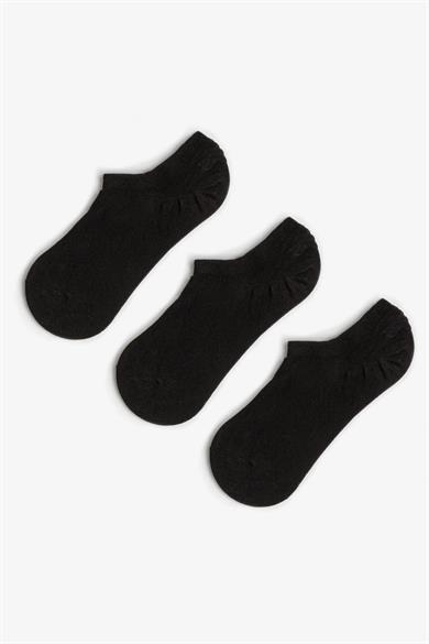 Siyah 3 Çift Premium Pamuklu Sneaker Çorap