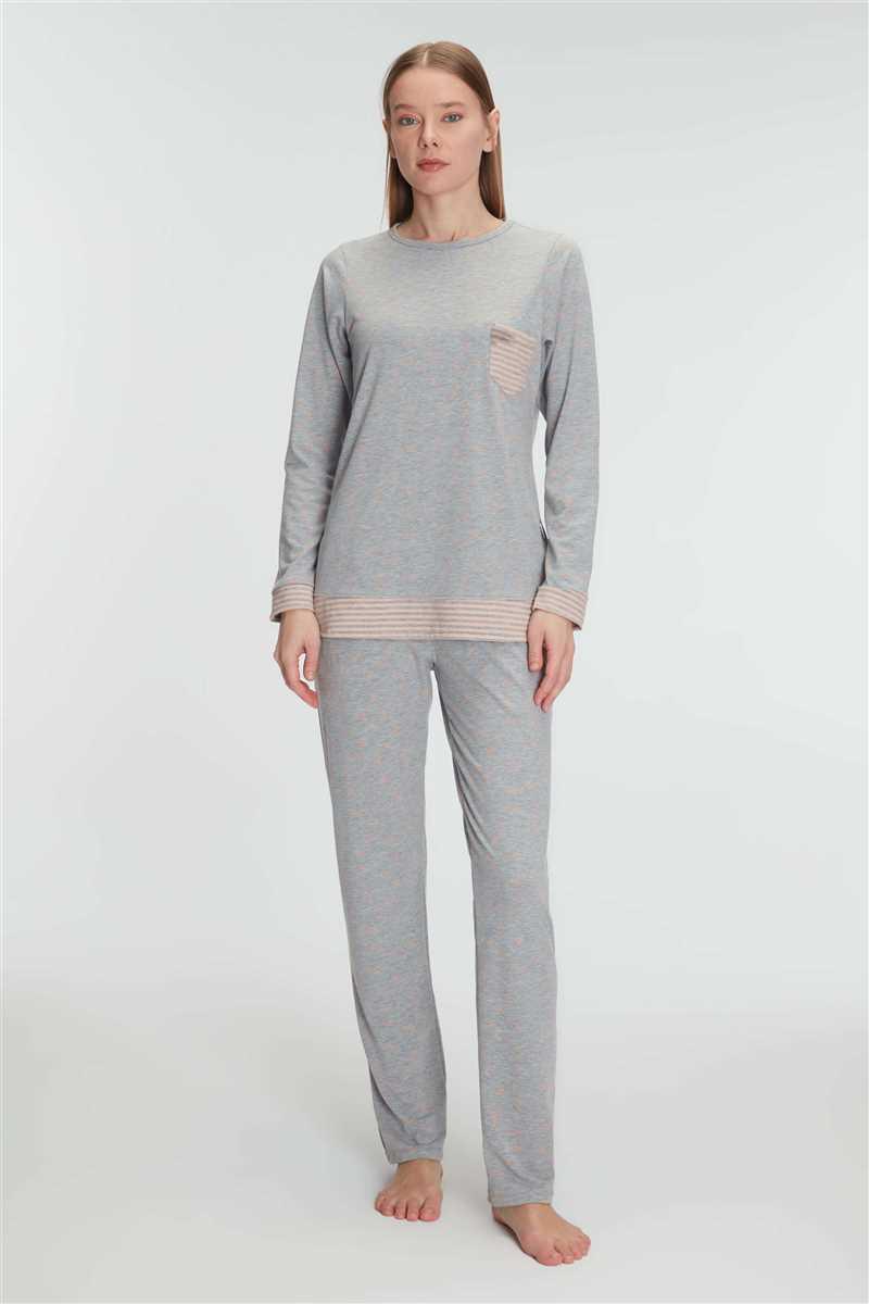 Anıl 11274 Kadın Pamuklu Uzun Kollu Pijama Takımı
