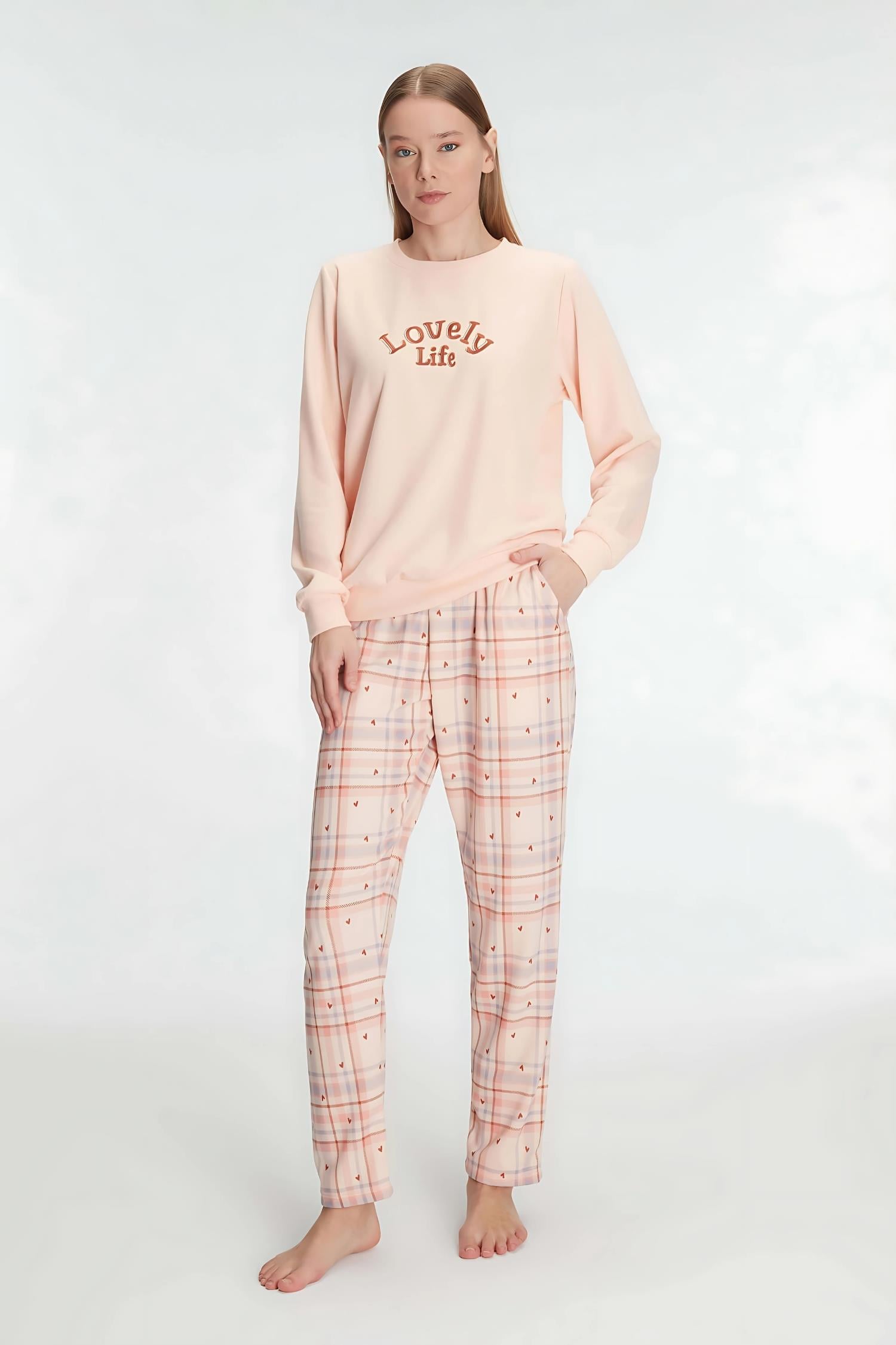 Anıl 11307 Pamuklu Kışlık Uzun Kol Kadın Pijama Takım