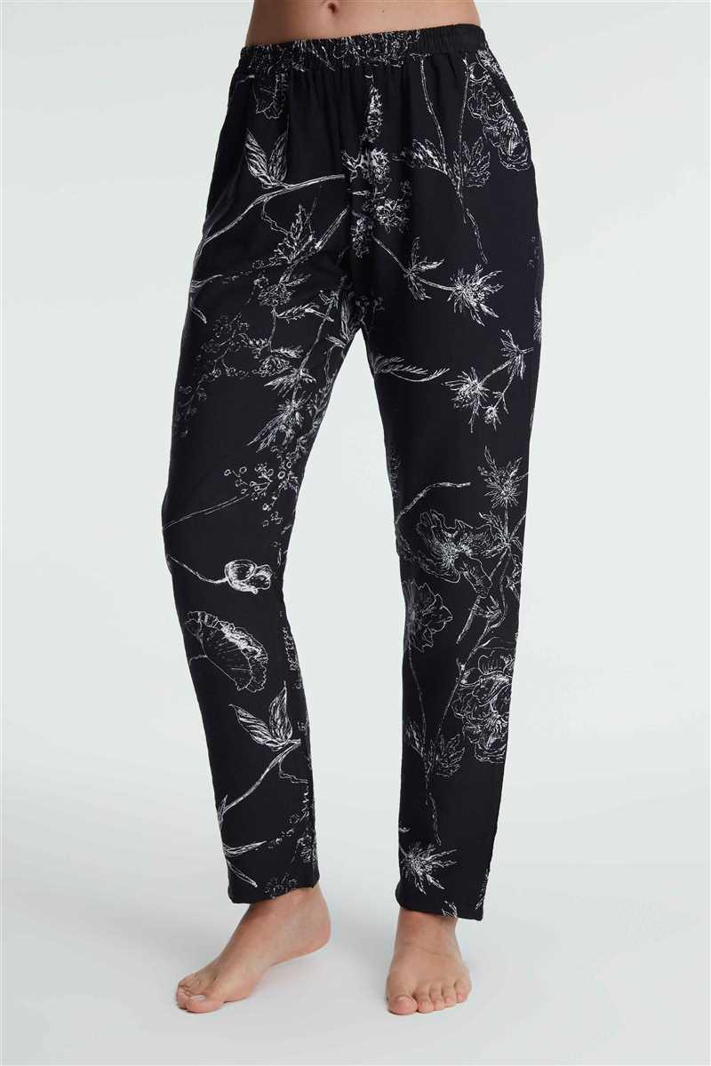 Anıl 9135 Günlük Ev Giyimi Kadın Viskon Çiçek Desenli Yazlık Örme Normal Bel Pijama Altı