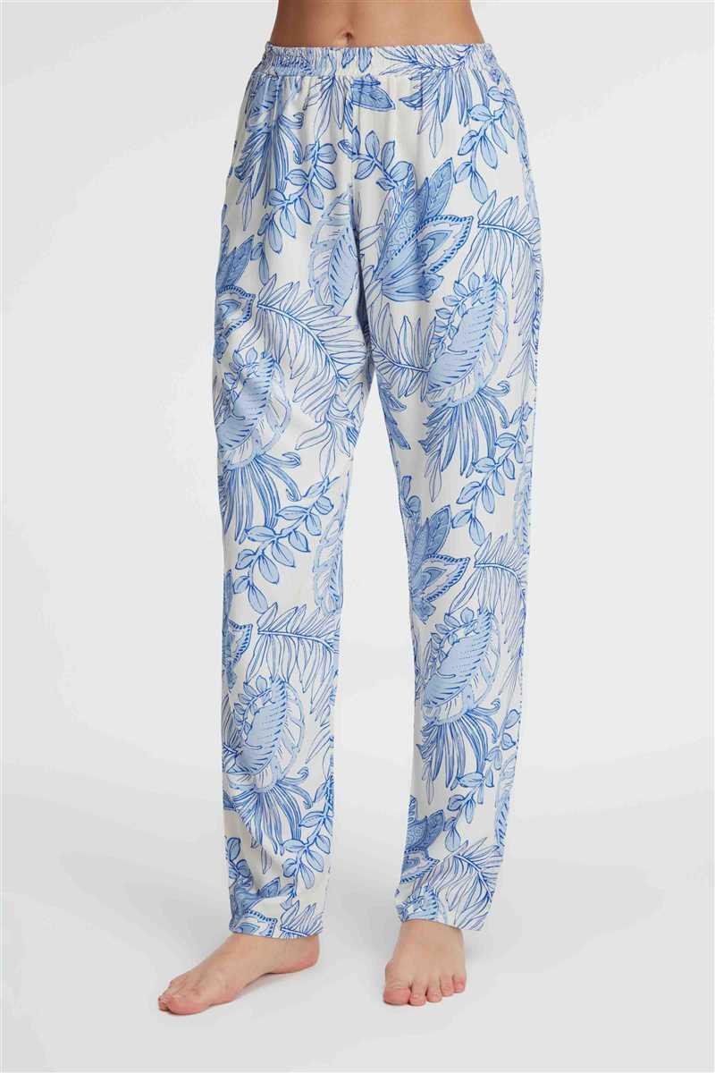 Anıl 9143 Günlük Ev Giyimi Kadın Viskon Çiçek Desenli Yazlık örme Normal Bel Pijama Altı