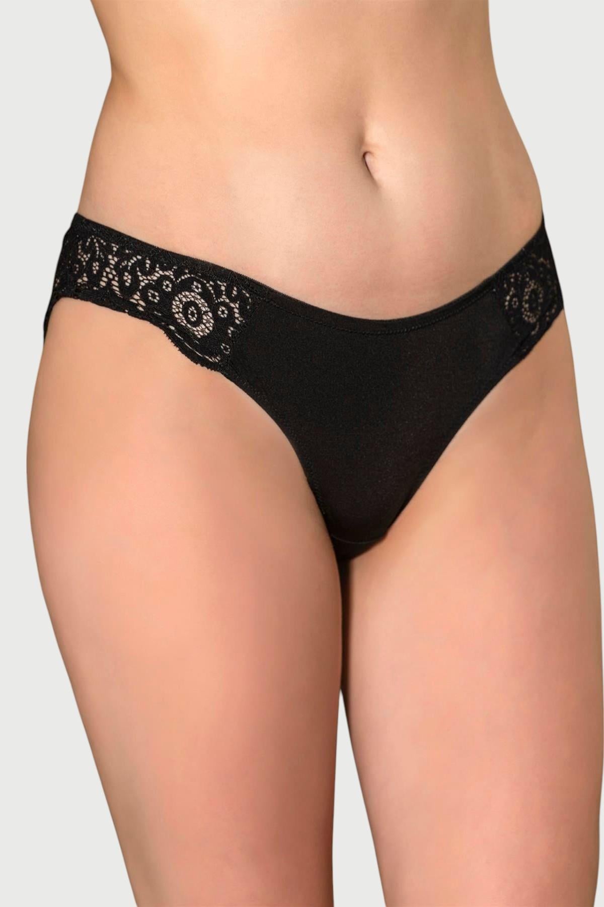 Dantel Detaylı Slip Külot - Siyah (Mgp21371)