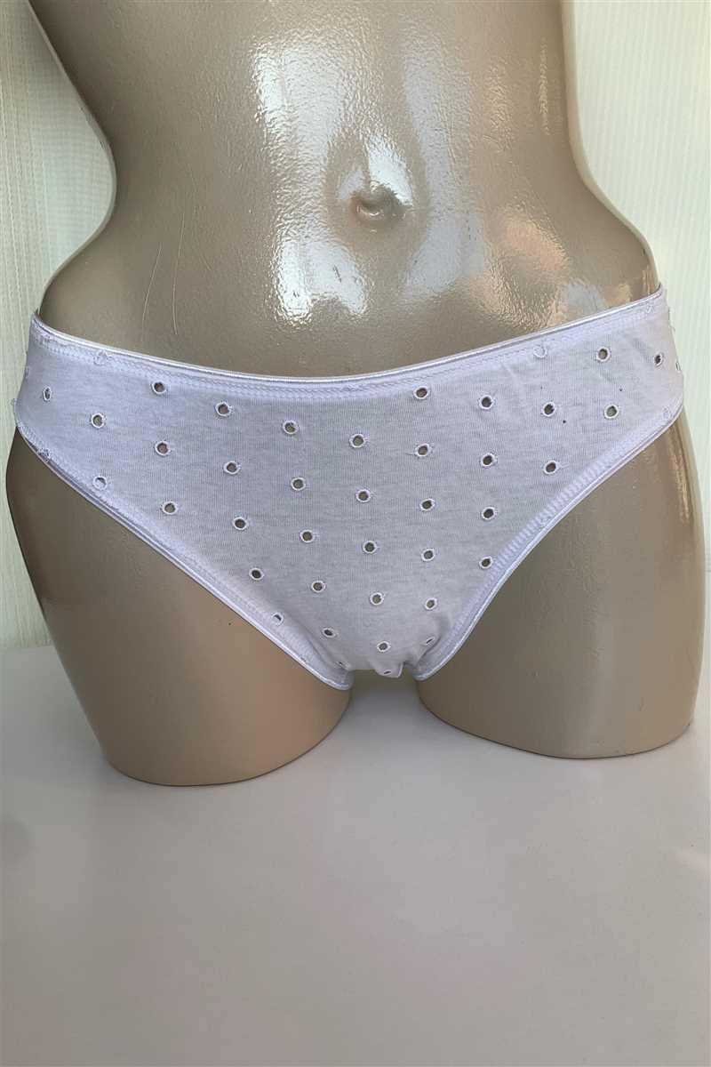Kadın Pamuklu Puantiye İşlemeli Slip (2824)