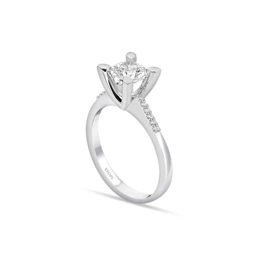  F Renk Toplam 0.92 Karat Pırlanta Kolu Taşlı Tektaş Yüzük - IDL Sertifikalı