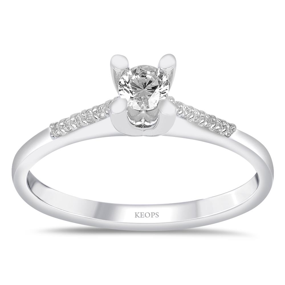  G Renk Toplam 0.27 Karat Pırlanta Kolu Taşlı Tektaş Yüzük - IDL Sertifikalı