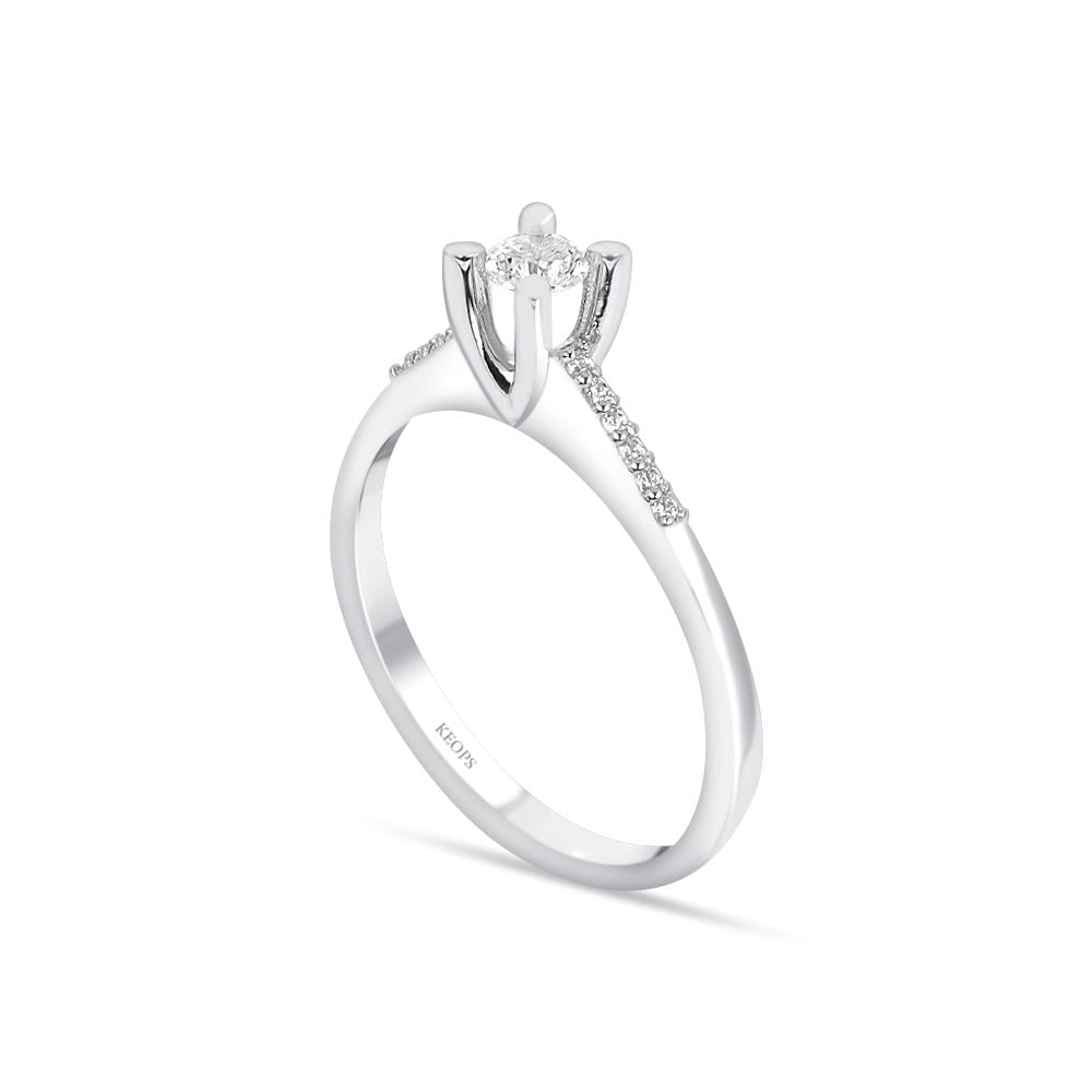  G Renk Toplam 0.27 Karat Pırlanta Kolu Taşlı Tektaş Yüzük - IDL Sertifikalı