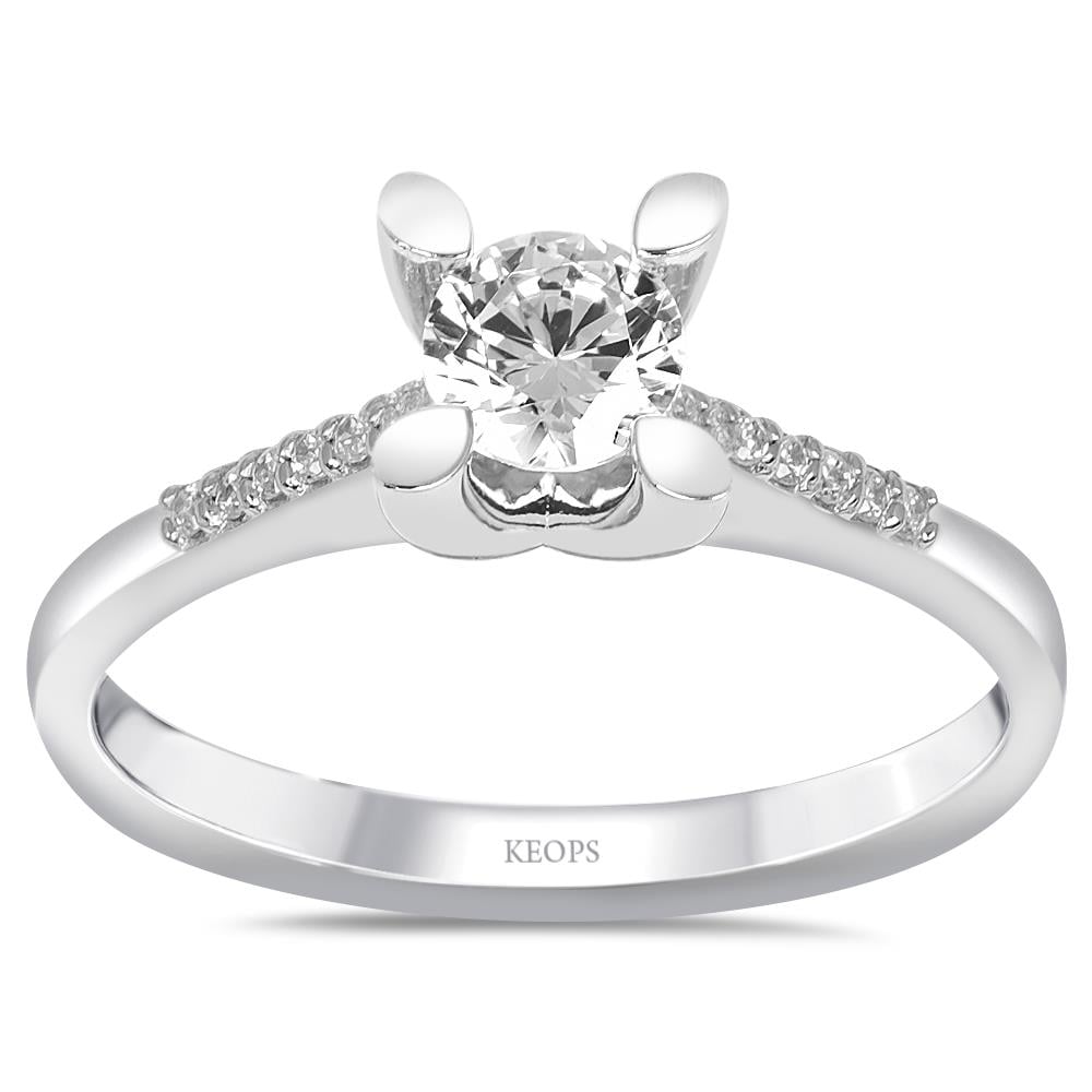  G Renk Toplam 0.52 Karat Pırlanta Kolu Taşlı Tektaş Yüzük - IDL Sertifikalı